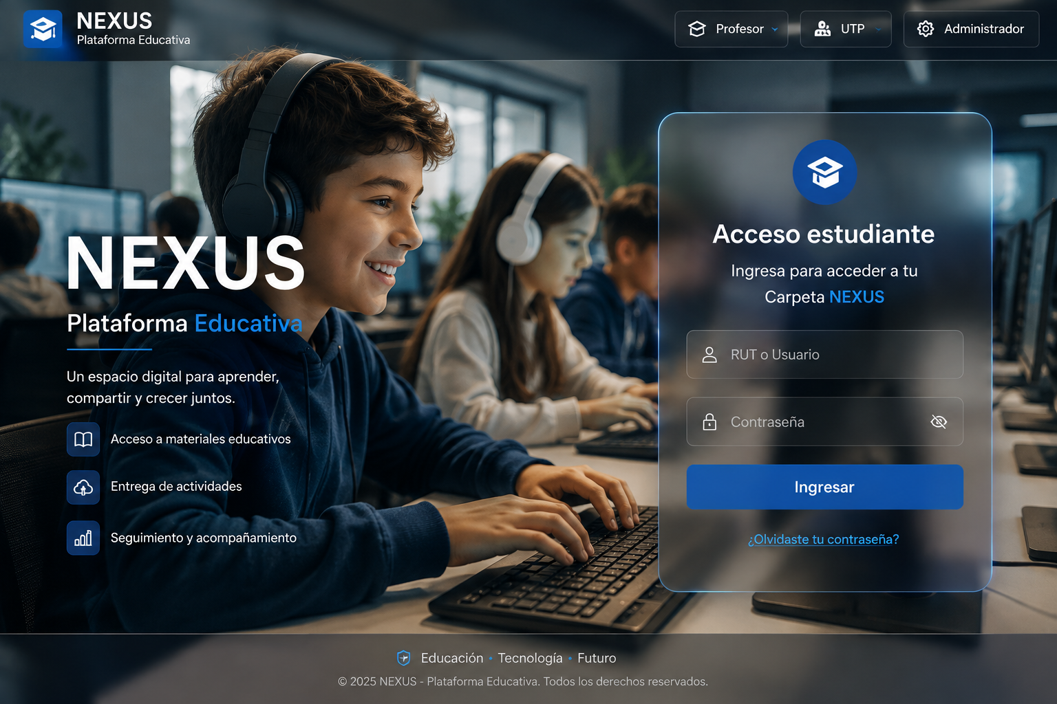 Estudiantes trabajando con tecnología